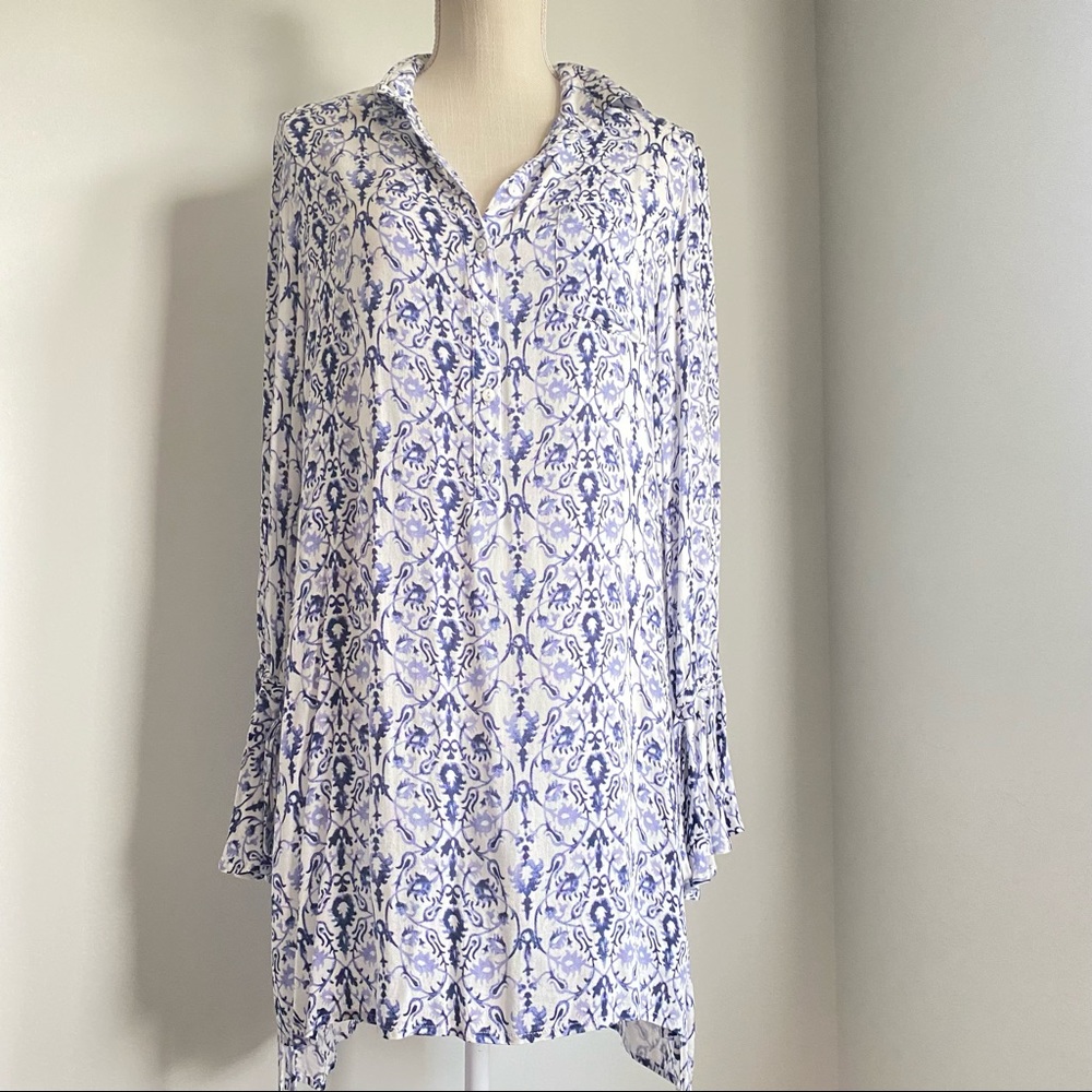 NWT Country Blue/White Tunic Dress, Medium, White Crow